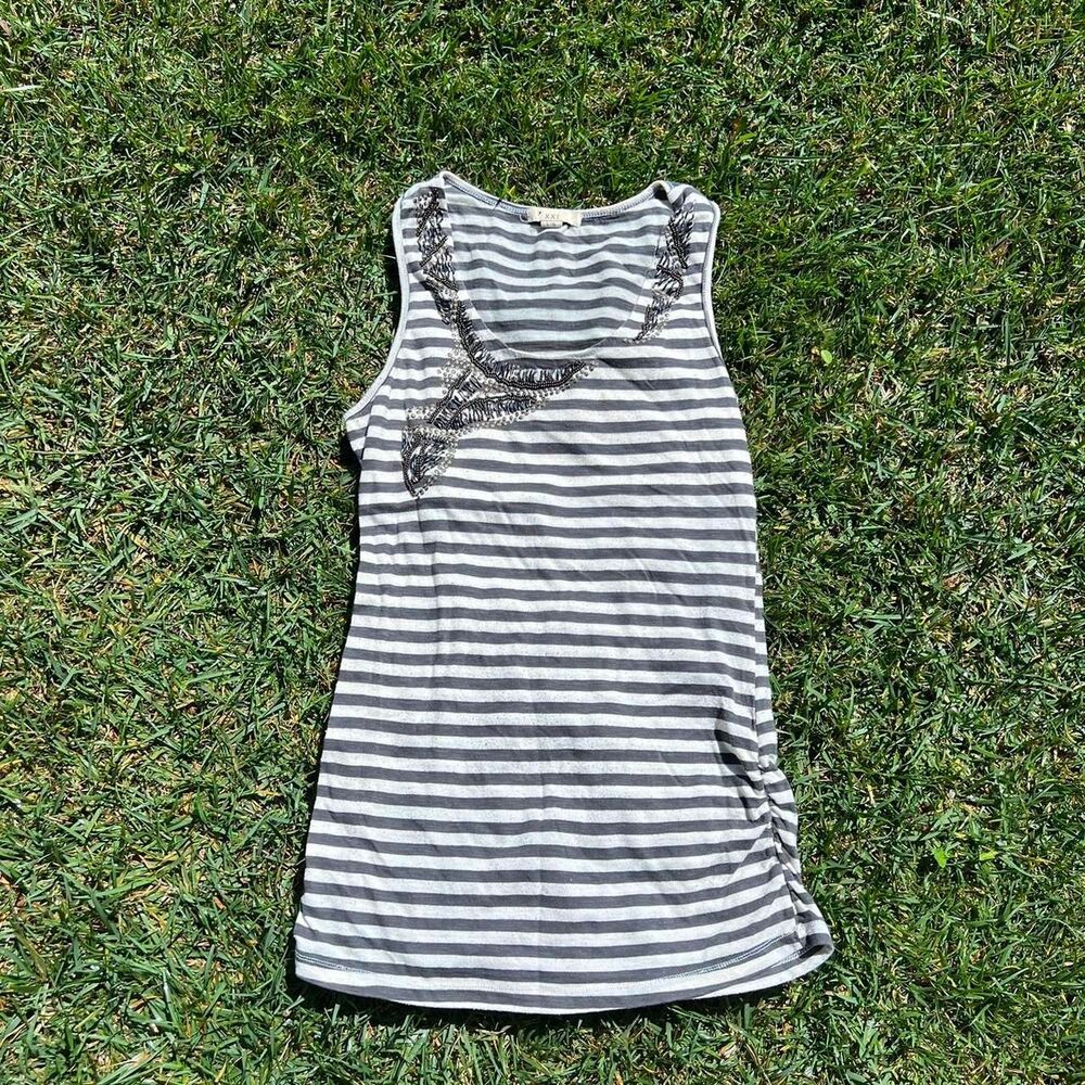 xxi jeweled y2k tank top y2k striped women’s size L Large